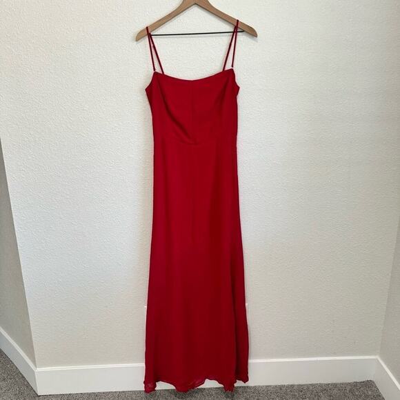Reformation Women's Size 8/10 Frankie Maxi Dress 100% Silk Red Tango Cherry - Picture 1 of 15